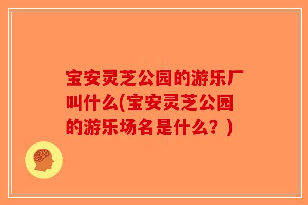 宝安灵芝公园的游乐厂叫什么(宝安灵芝公园的游乐场名是什么？)