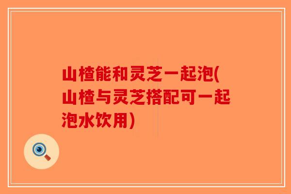 山楂能和灵芝一起泡(山楂与灵芝搭配可一起泡水饮用)
