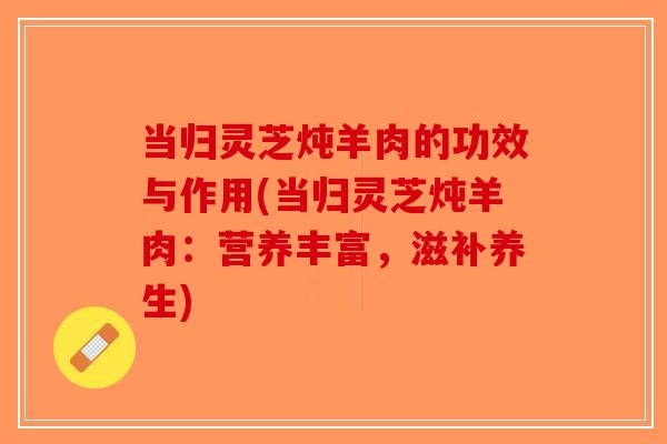 当归灵芝炖羊肉的功效与作用(当归灵芝炖羊肉：营养丰富，滋补养生)