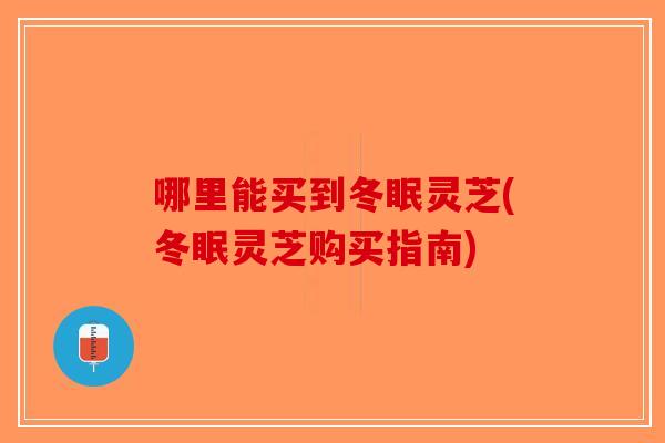 哪里能买到冬眠灵芝(冬眠灵芝购买指南)