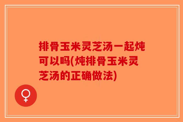 排骨玉米灵芝汤一起炖可以吗(炖排骨玉米灵芝汤的正确做法)