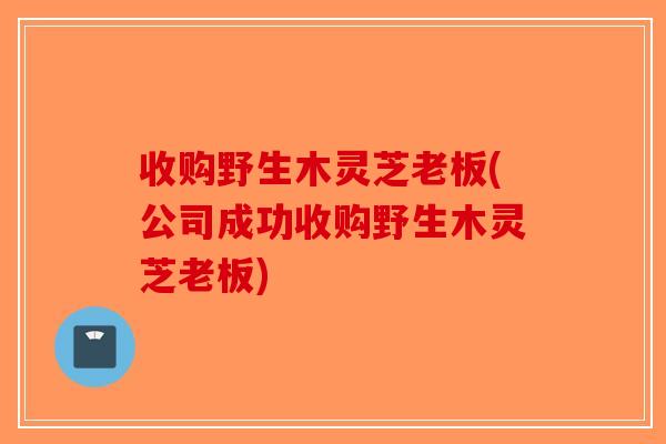 收购野生木灵芝老板(公司成功收购野生木灵芝老板) 收购野生木灵芝老板(公司成功收购野生木灵芝老板)