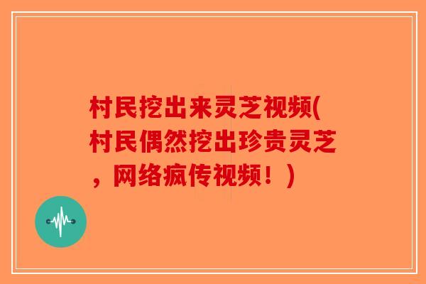 村民挖出来灵芝视频(村民偶然挖出珍贵灵芝,网络疯传视频!) 村民挖出来灵芝视频(村民偶然挖出珍贵灵芝,网络疯传视频!)
