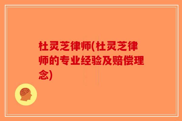 杜灵芝律师(杜灵芝律师的专业经验及赔偿理念)