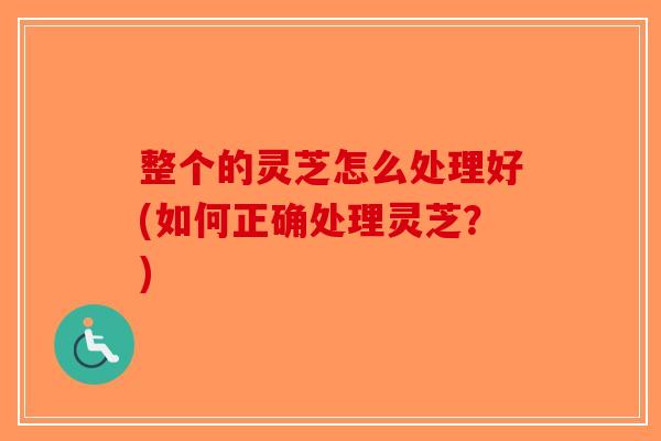 整个的灵芝怎么处理好(如何正确处理灵芝？)
