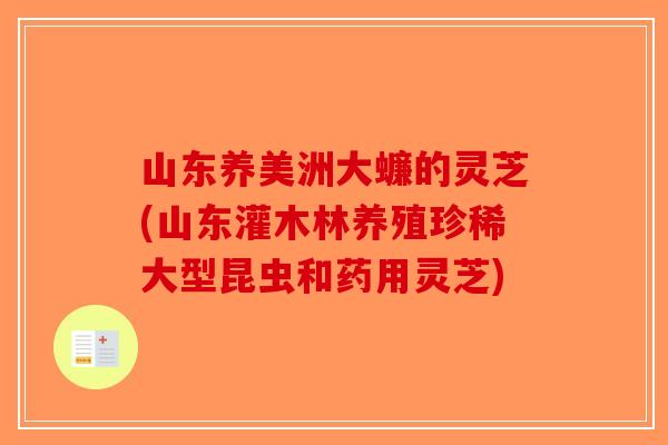 山东养美洲大蠊的灵芝(山东灌木林养殖珍稀大型昆虫和药用灵芝)