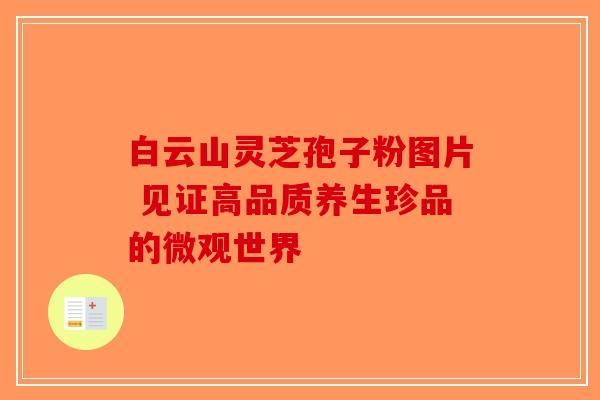 白云山灵芝孢子粉图片 见证高品质养生珍品的微观世界