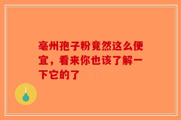 亳州孢子粉竟然这么便宜，看来你也该了解一下它的了
