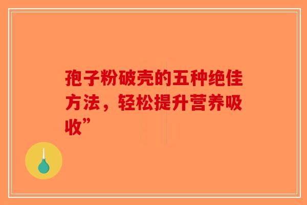 孢子粉破壳的五种绝佳方法，轻松提升营养吸收”