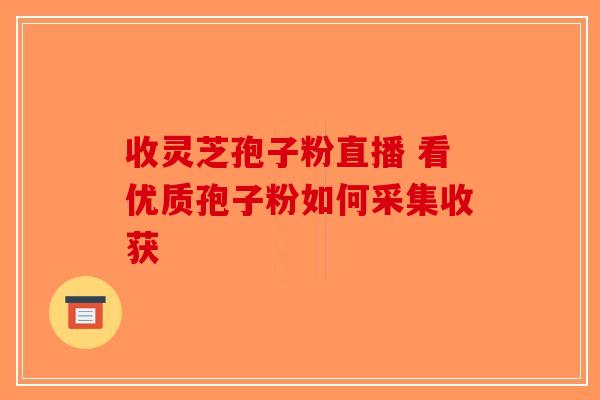 收灵芝孢子粉直播 看优质孢子粉如何采集收获